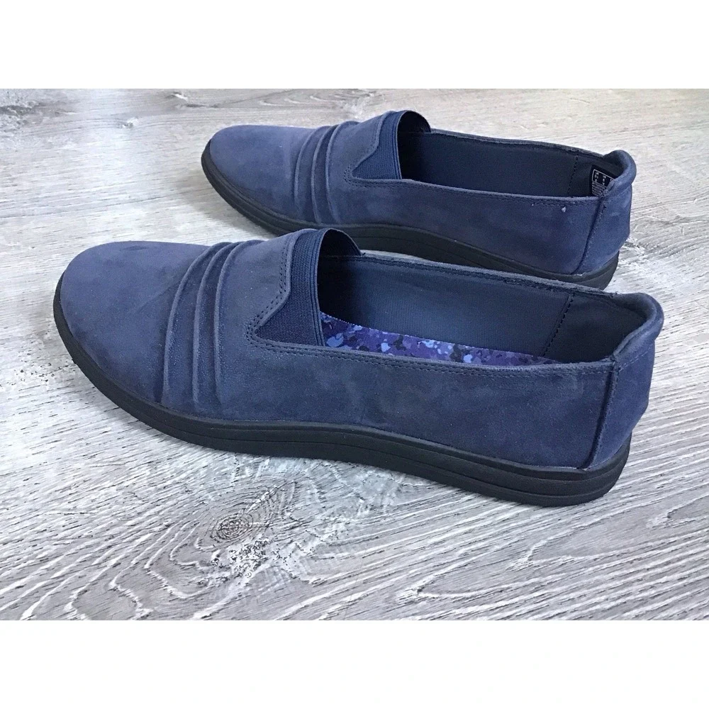 Clarks Shoes Womens 8 Wide Breeze Sol Slip On Comfort Shoes 26175260 Navy Marine